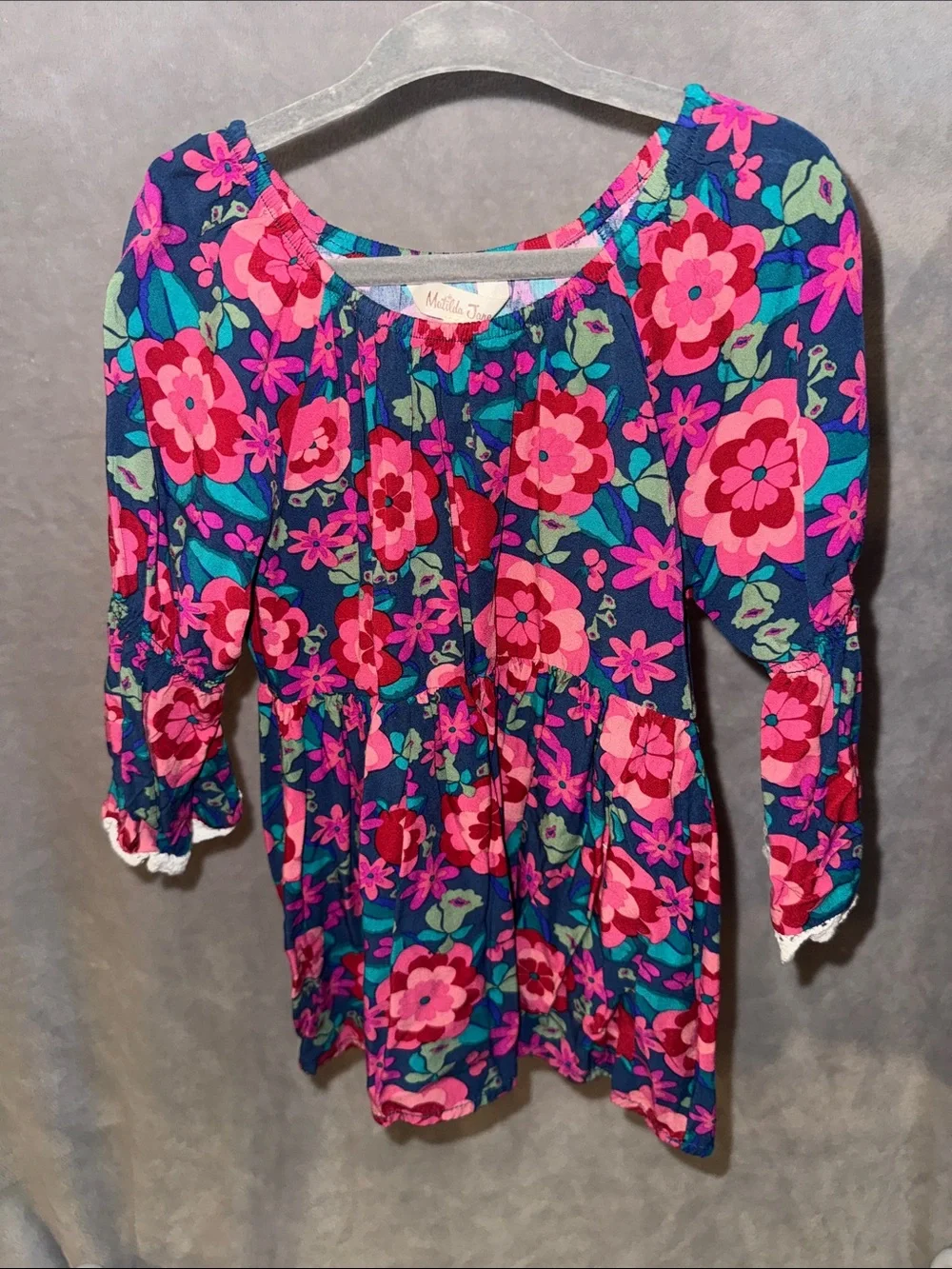 Matilda Jane Navy Dress with Pink Floral Print